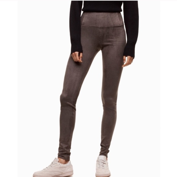 Aritzia Wilfred Free suede Daria pants brown olive small - Picture 1 of 5